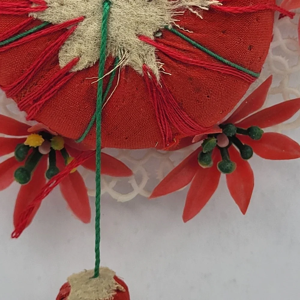 Vintage Florart Pin Cushion Plastic Lace Floral Decoration Made in Hong Kong